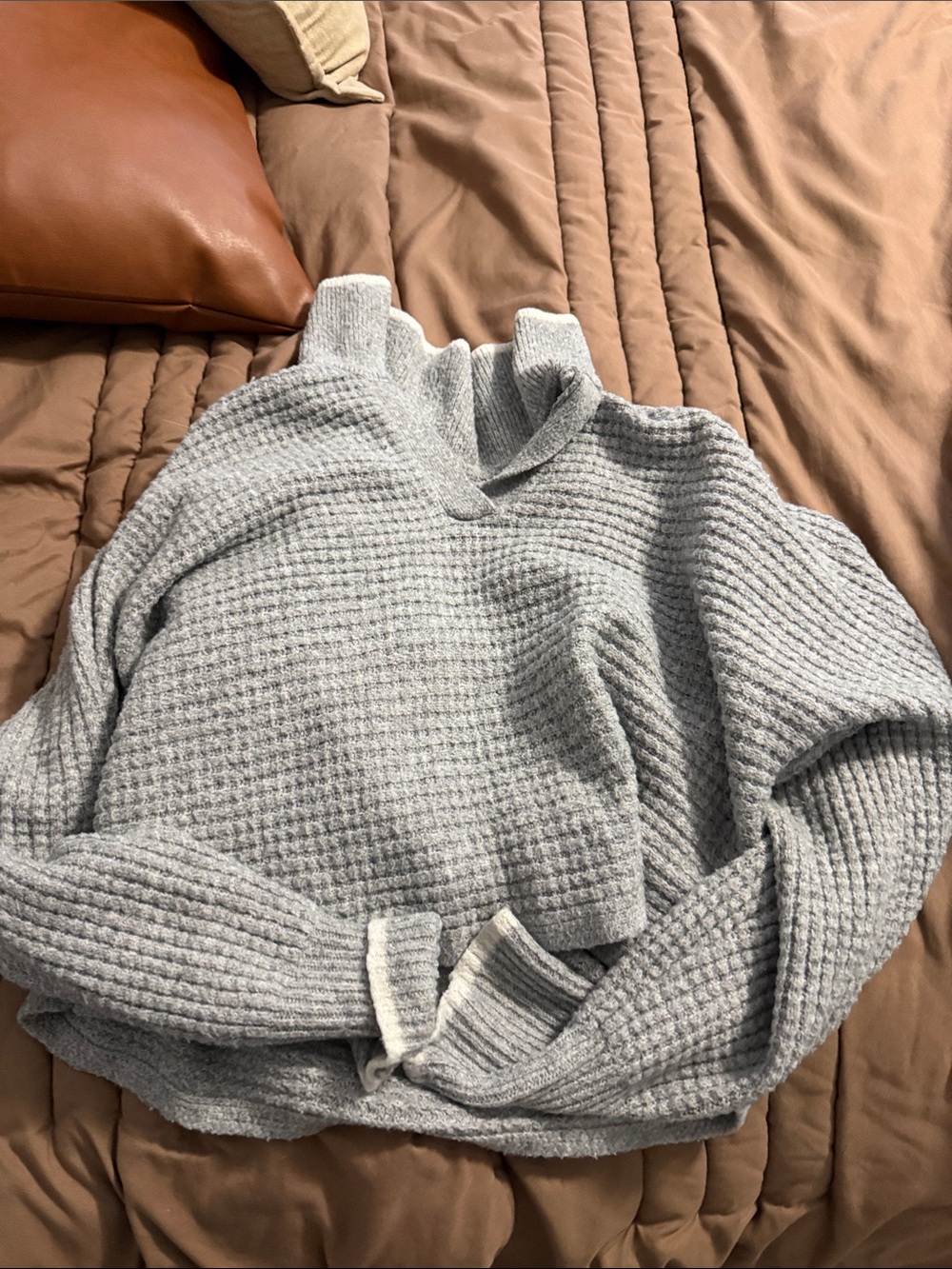 Sonoma Light Gray Waffle Knit Turtleneck Sweater